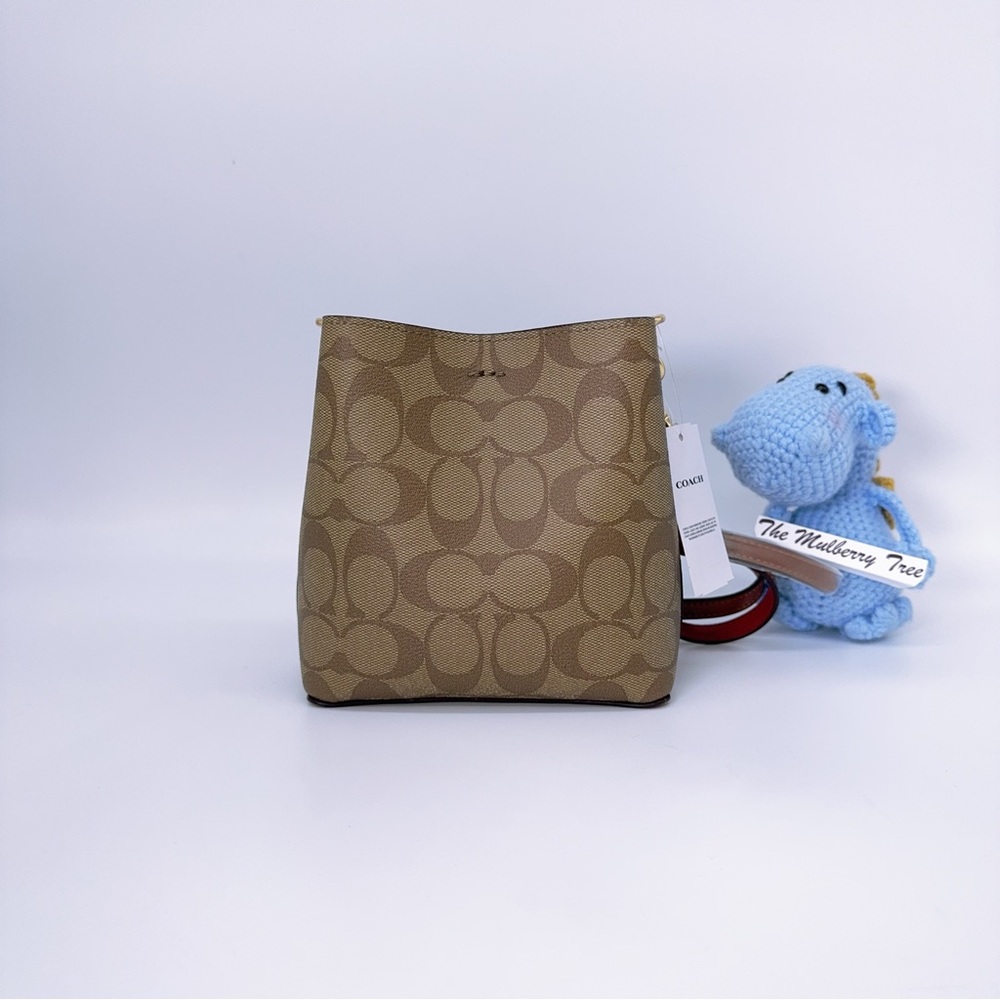 Coach C6835 Mini Town Bucket Bag Signature Canvas w/ Radial Rainbow Khaki $298 - Picture 2 of 11